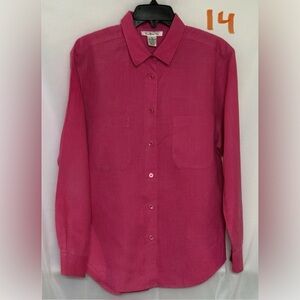 Vintage Talbots Women's Pink Button Down Shirt